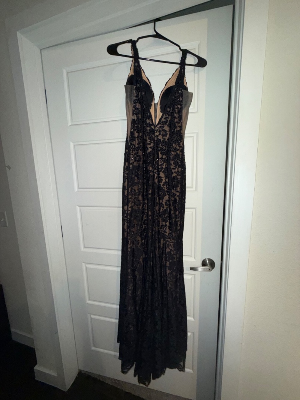 Jovani Black/Nude Lace Mermaid Prom Dress Size 2 - Picture 4 of 6
